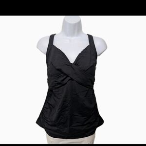 Lands' End Tankini Swim Top 10 D Black M Mature Minimalist Beach 2175